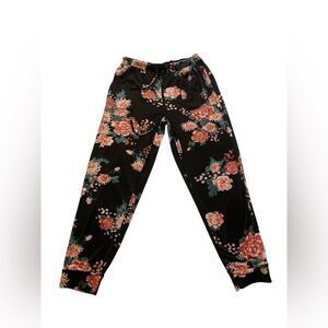 Women's Butter Soft Pajama Pants, Black Winter Floral size L